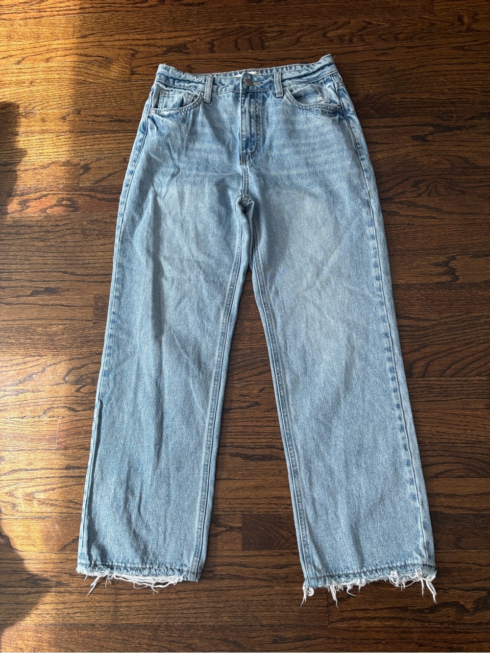 Altard State High Waist Wide Leg Relaxed Fit Cotton Light Wash Fray Jeans 27